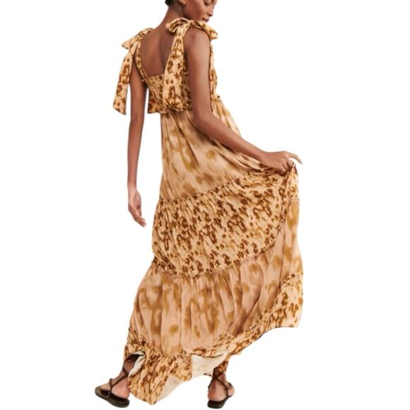 Especia Nairobi Animal‎ Print Smocked Maxi Dress Size Maternity S Tiered - Picture 2 of 10